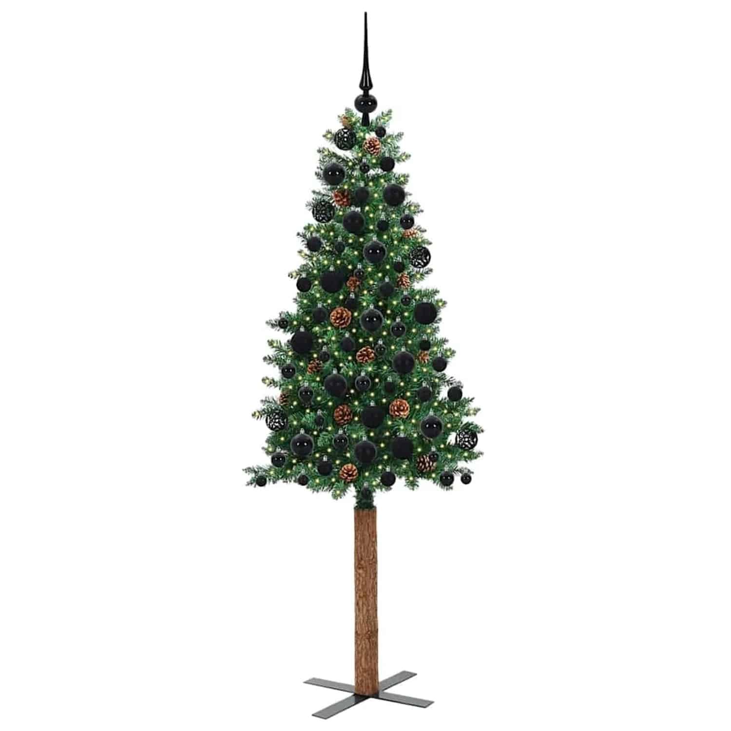 vidaXL Schlanker Weihnachtsbaum mit 300 LEDs mit Ständer Grün 180 cm 3394865