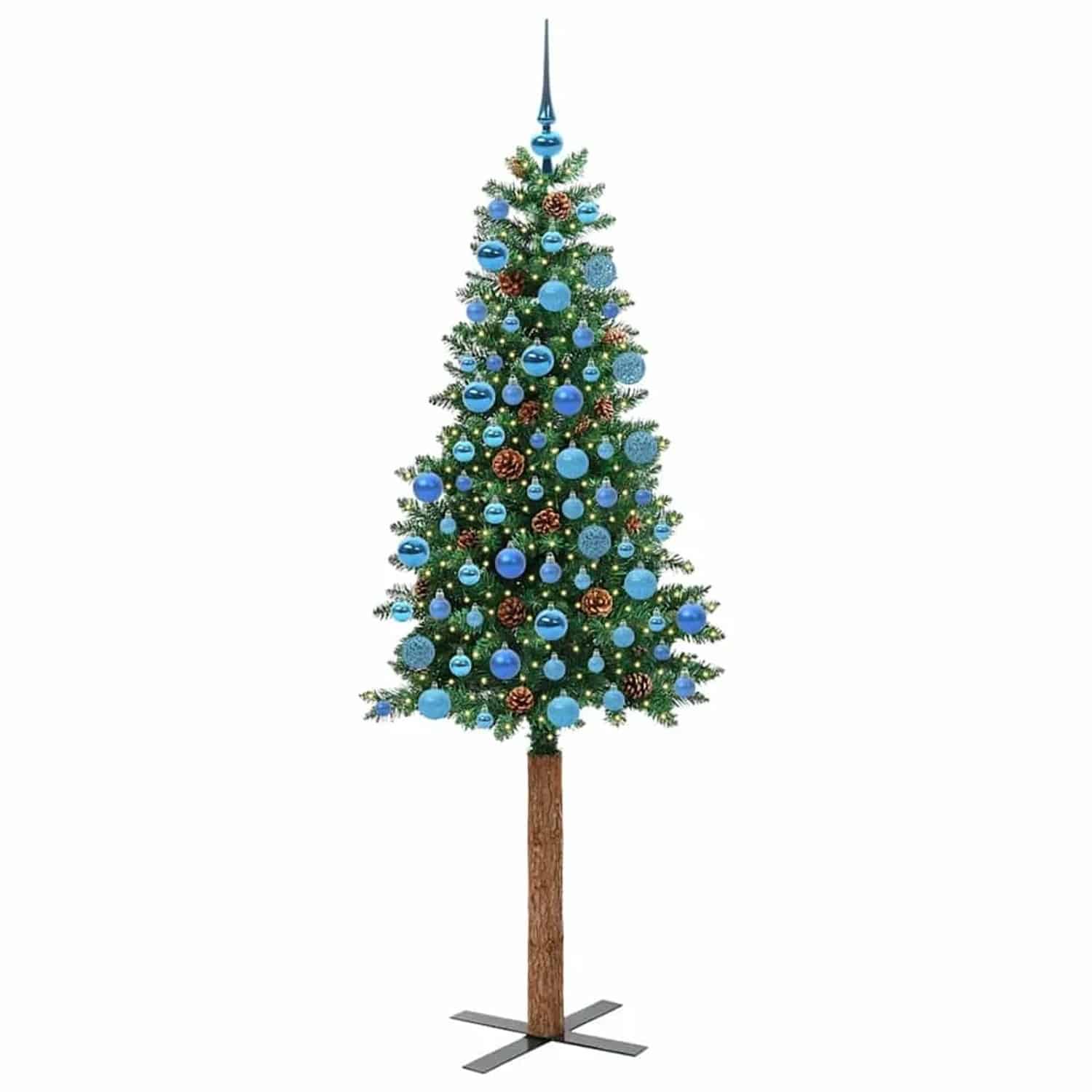 vidaXL Schlanker Weihnachtsbaum mit 300 LEDs mit Ständer Grün 180 cm 3394871