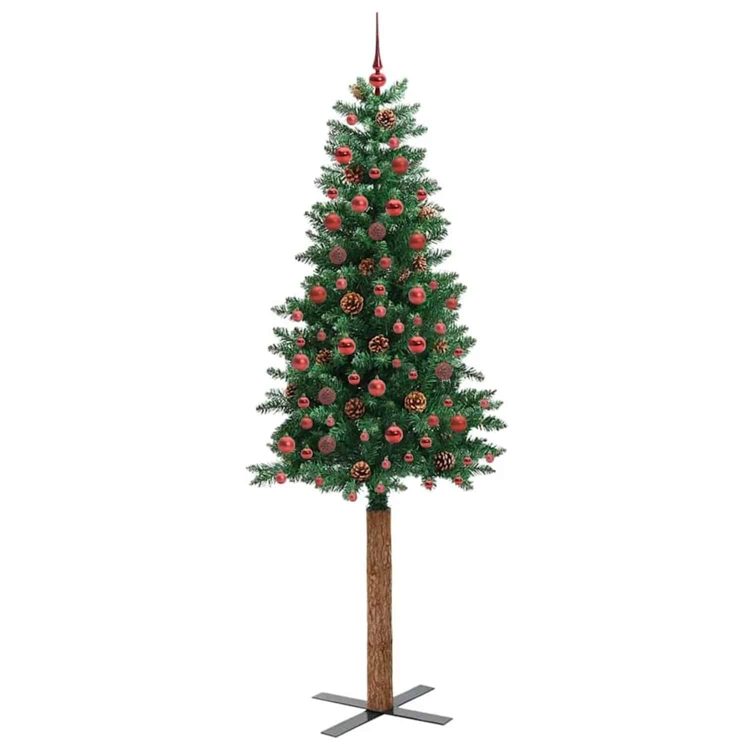 vidaXL Schlanker Weihnachtsbaum mit 300 LEDs mit Ständer Grün 210 cm 3394877