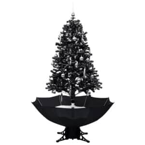 vidaXL Schneiender Weihnachtsbaum mit Schirmfuß Schwarz 170 cm PVC