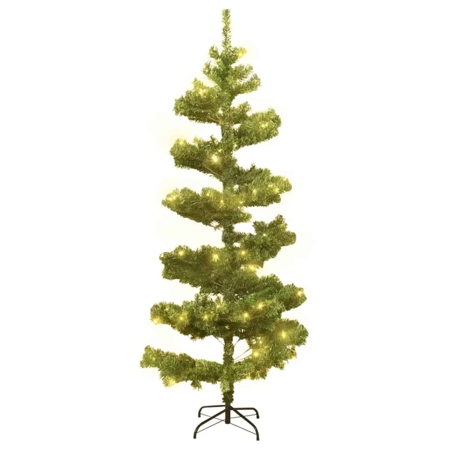 vidaXL Spiral-Weihnachtsbaum mit Ständer und LEDs Grün 180 cm PVC