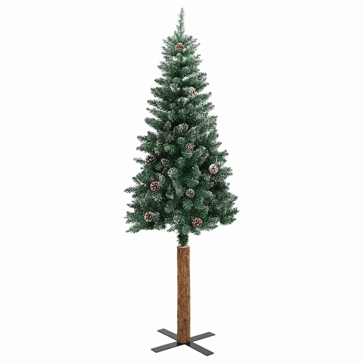 vidaXL Weihnachtsbaum Schlank mit Echtholz und Schnee Grün 150 cm 320960
