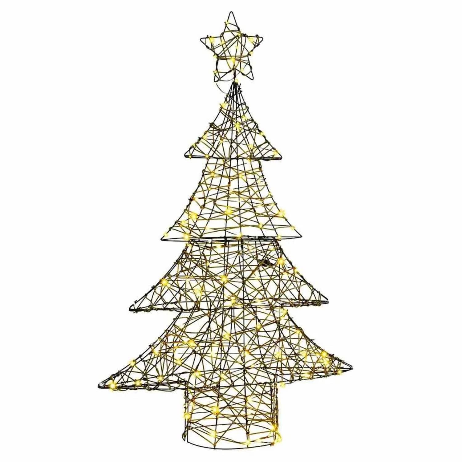 vidaXL Weihnachtsbaum mit 120 LEDs Warmweiß 120 cm Rattan 42018991
