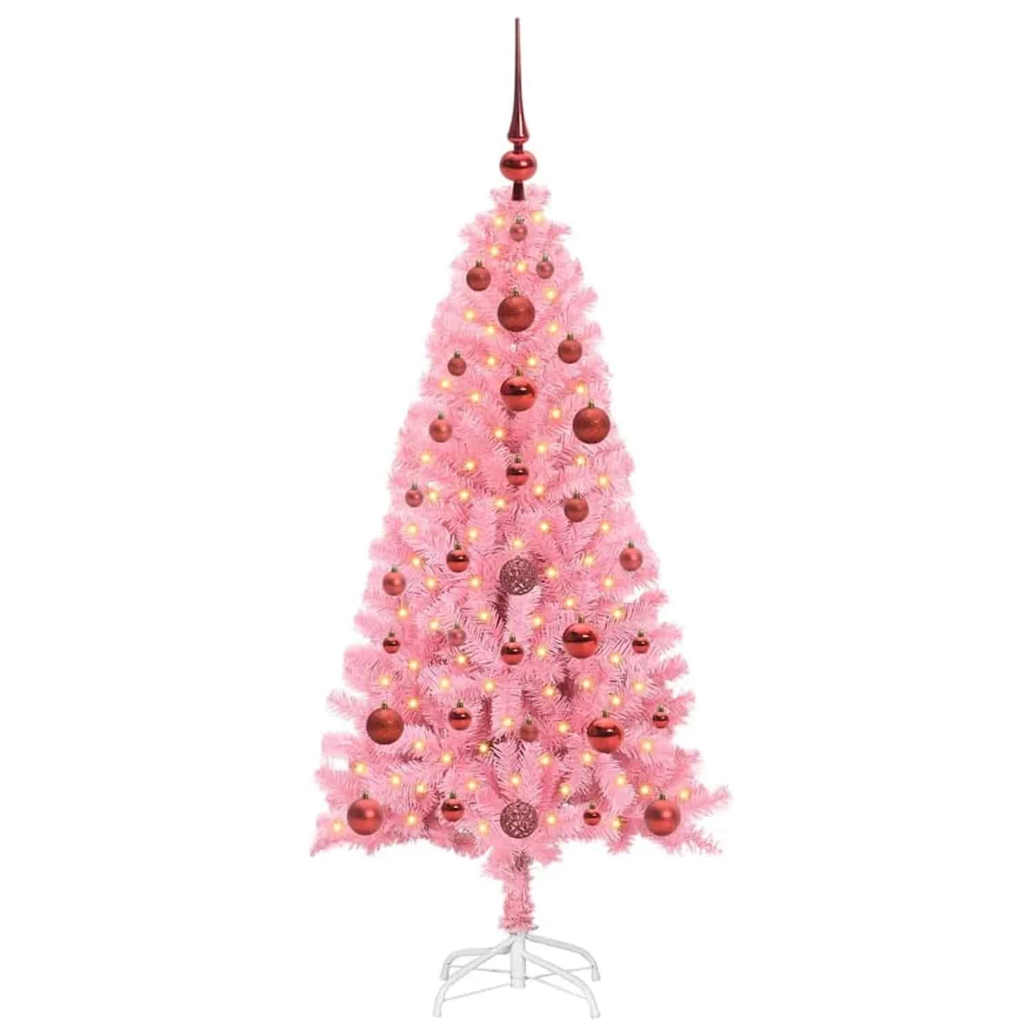 vidaXL Weihnachtsbaum mit 150 LEDs mit Ständer Rosa 120 cm PVC 3396407