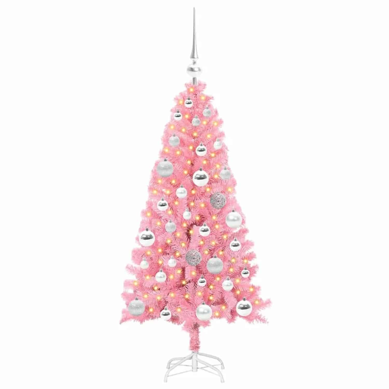 vidaXL Weihnachtsbaum mit 150 LEDs mit Ständer Rosa 120 cm PVC 3396412