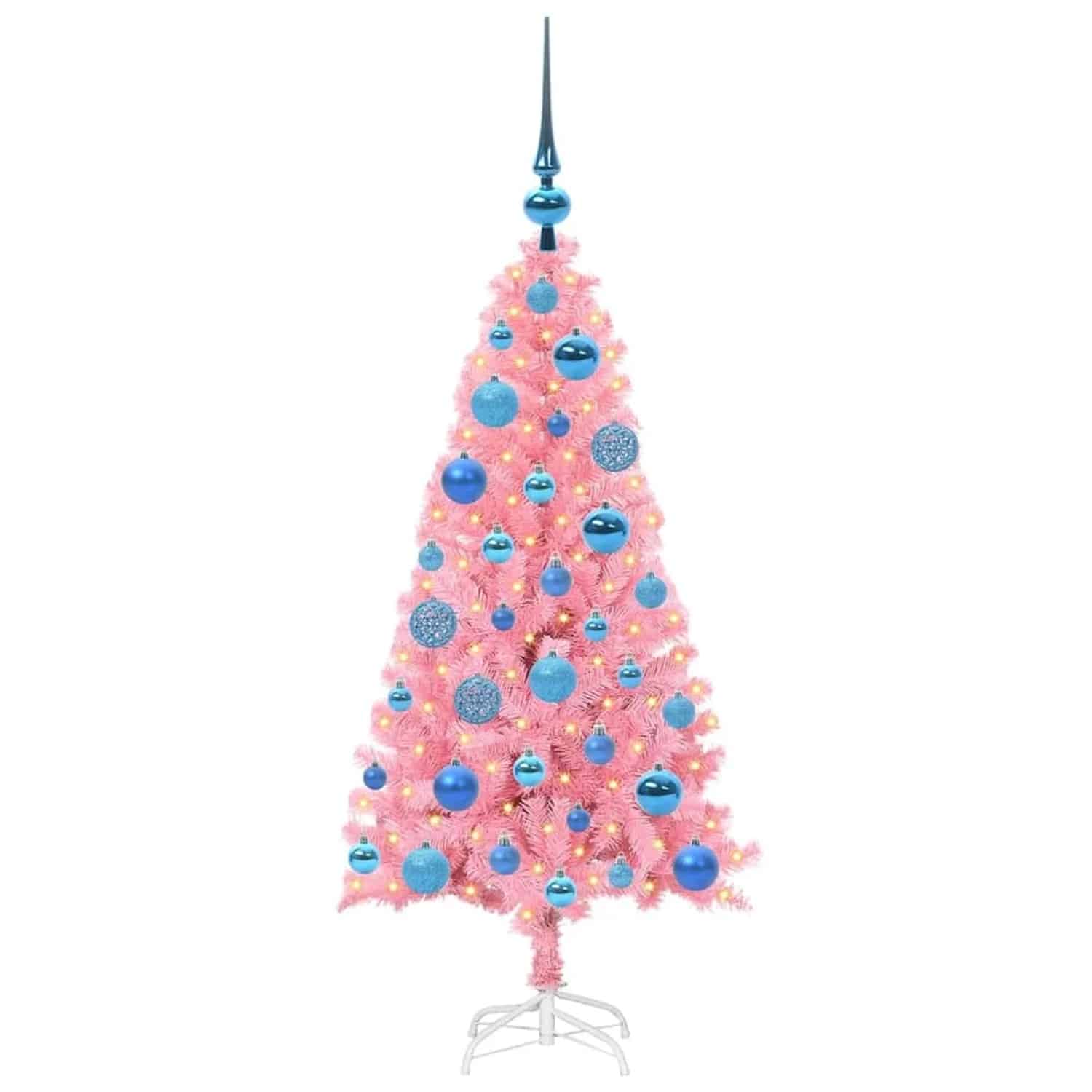 vidaXL Weihnachtsbaum mit 150 LEDs mit Ständer Rosa 120 cm PVC 3396414