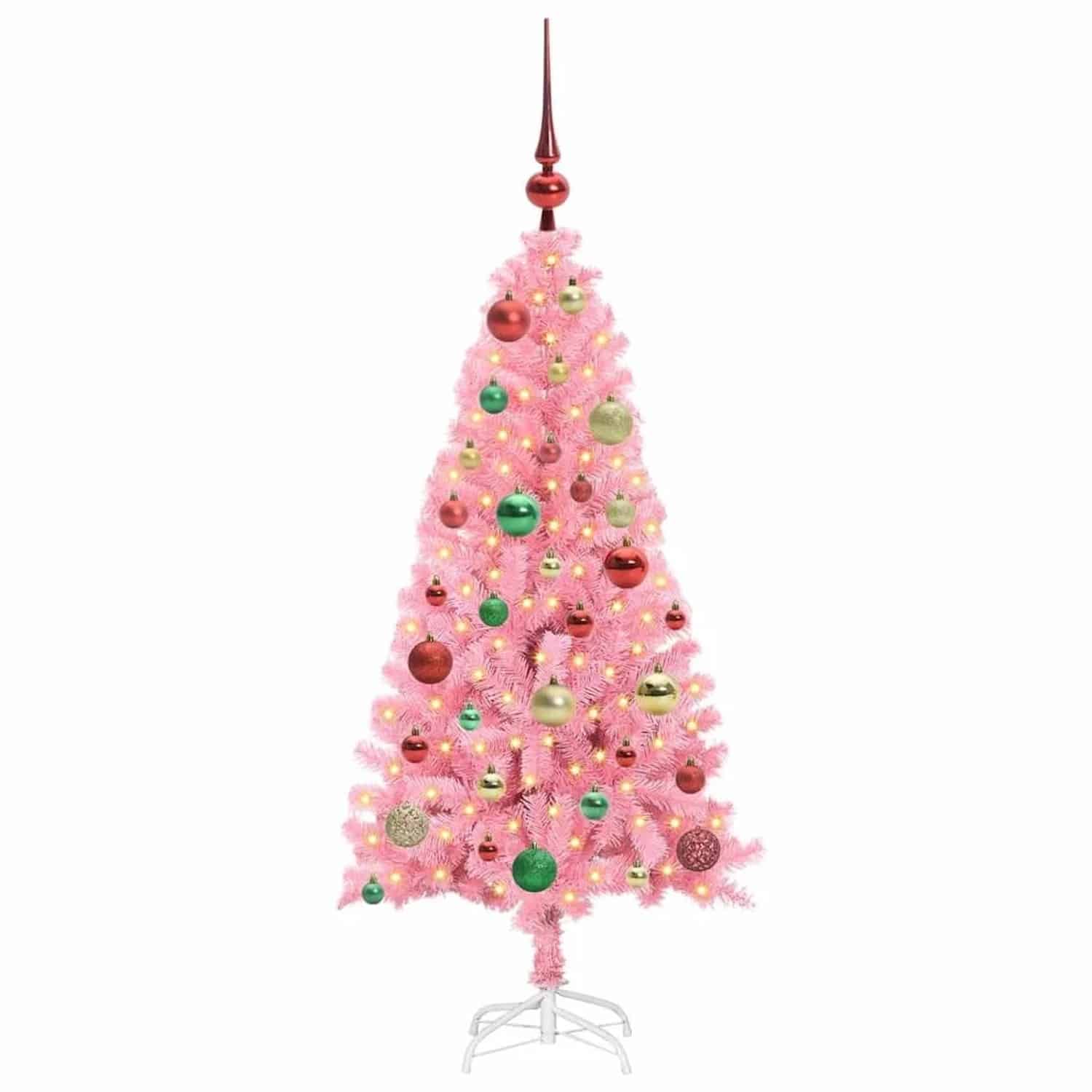 vidaXL Weihnachtsbaum mit 150 LEDs mit Ständer Rosa 120 cm PVC 3396415
