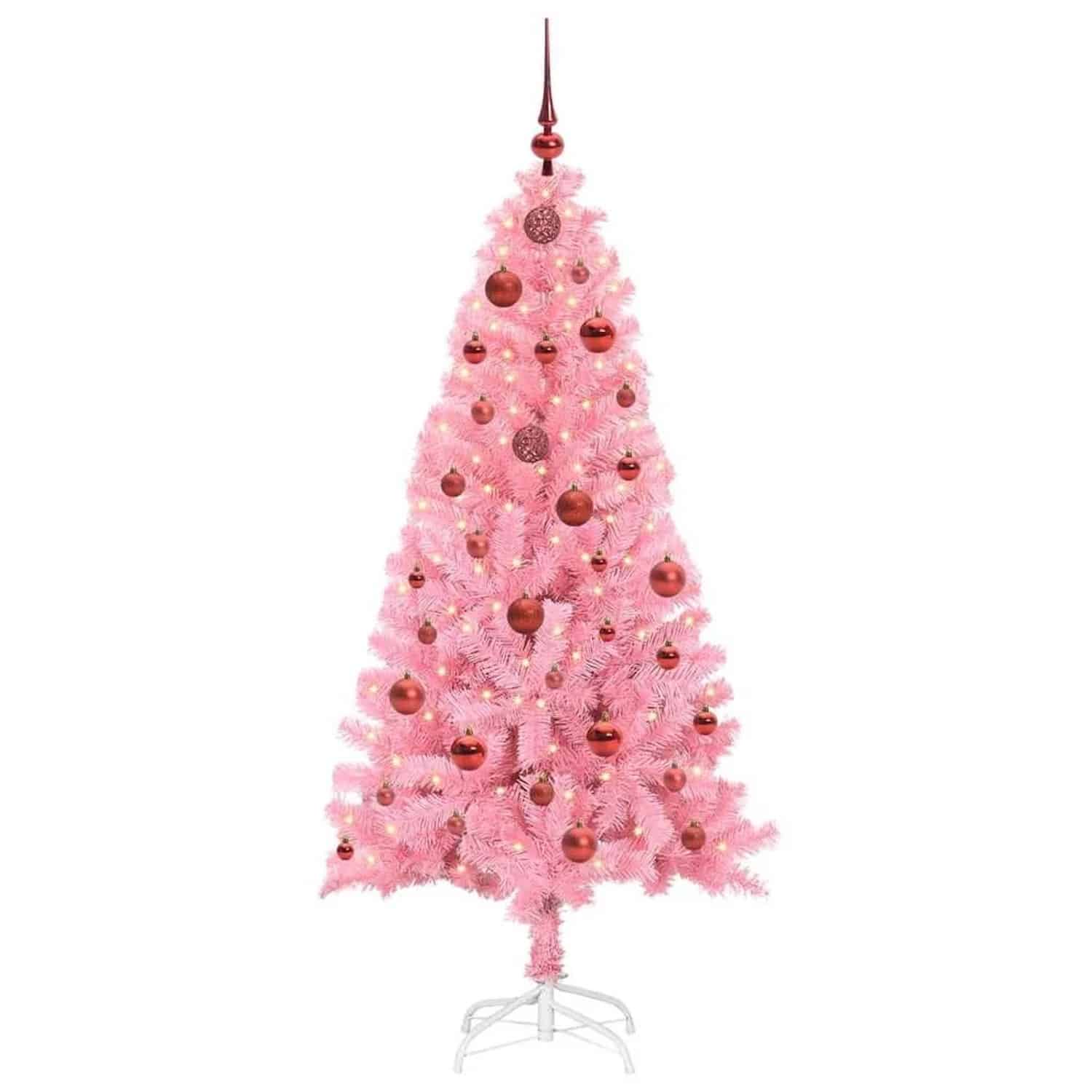 vidaXL Weihnachtsbaum mit 150 LEDs mit Ständer Rosa 150 cm PVC 3396416