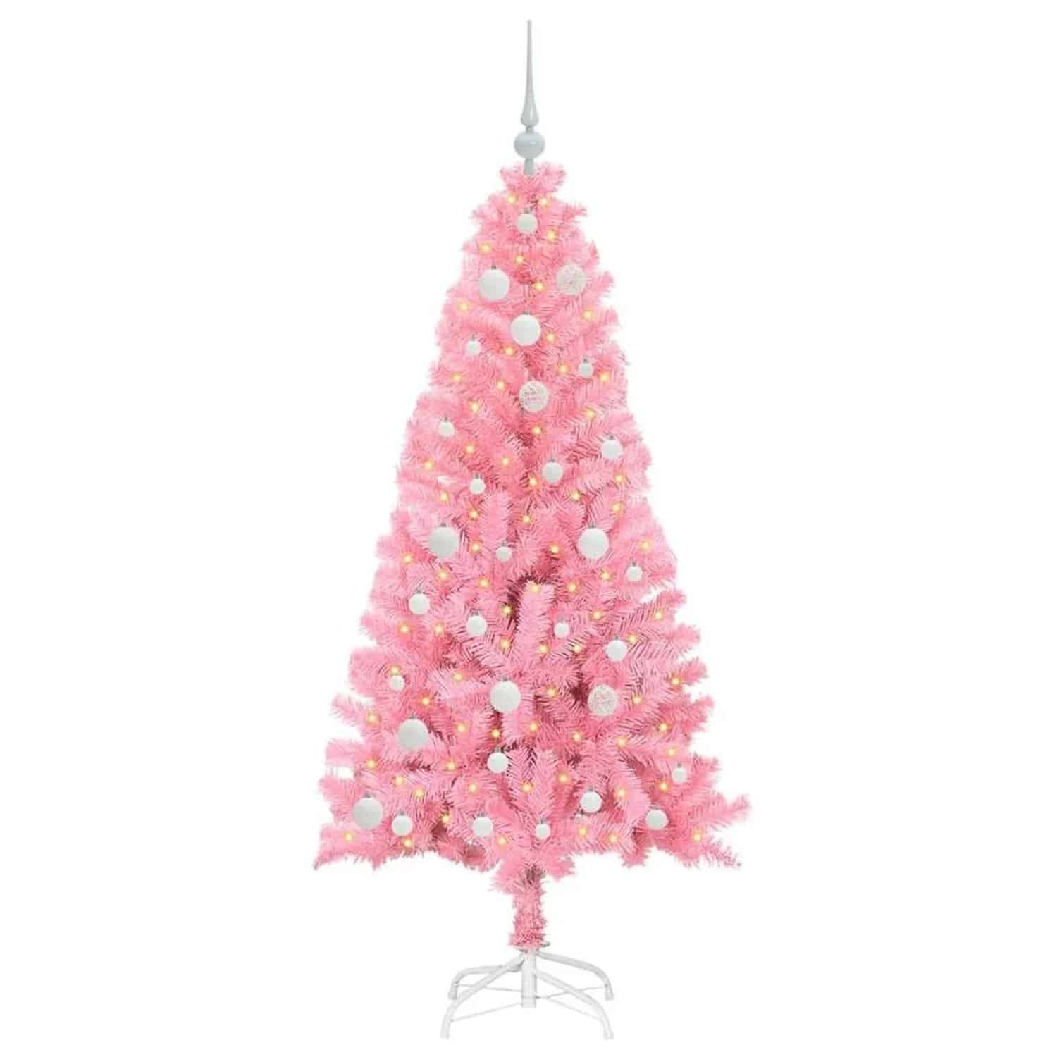 vidaXL Weihnachtsbaum mit 150 LEDs mit Ständer Rosa 150 cm PVC 3396419