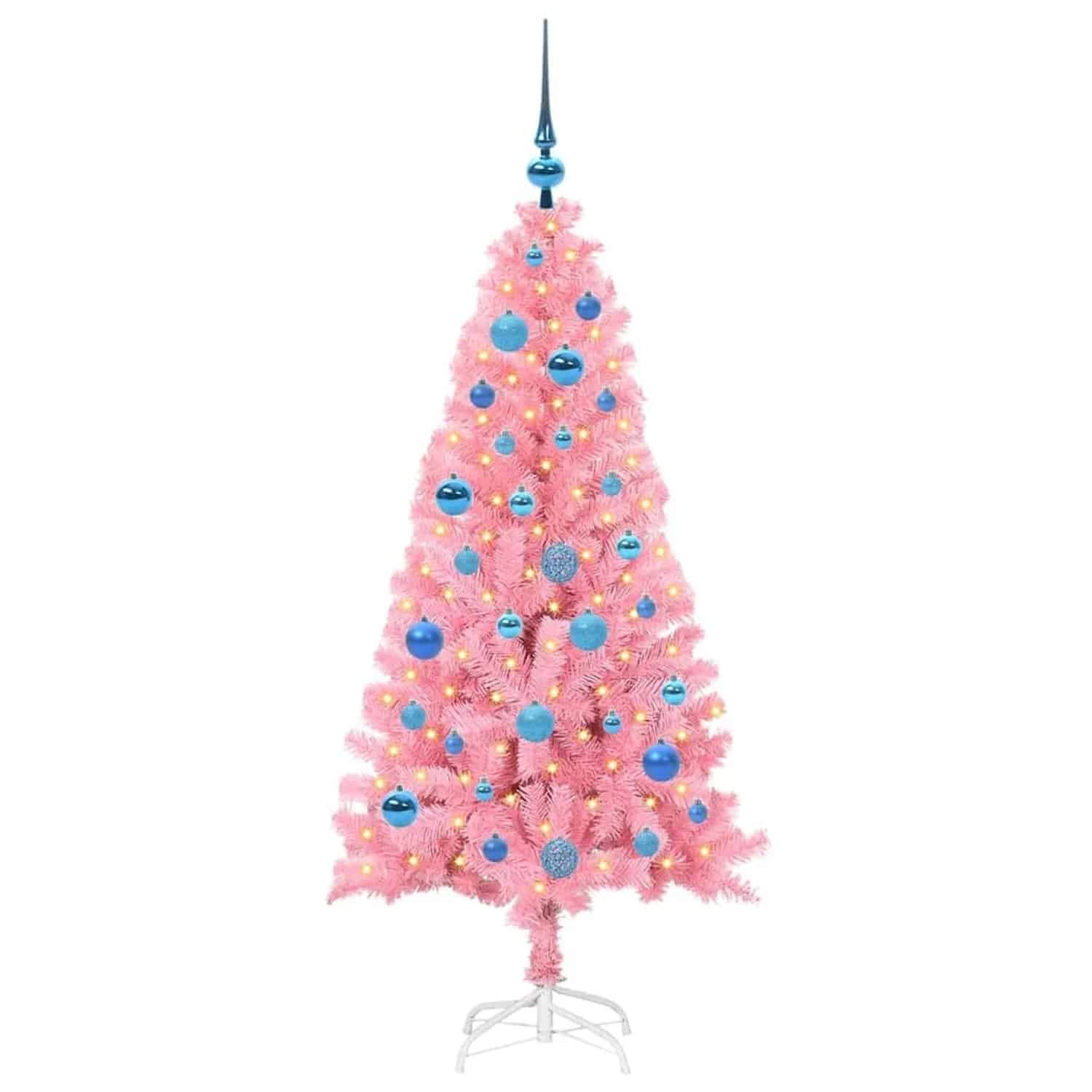 vidaXL Weihnachtsbaum mit 150 LEDs mit Ständer Rosa 150 cm PVC 3396423