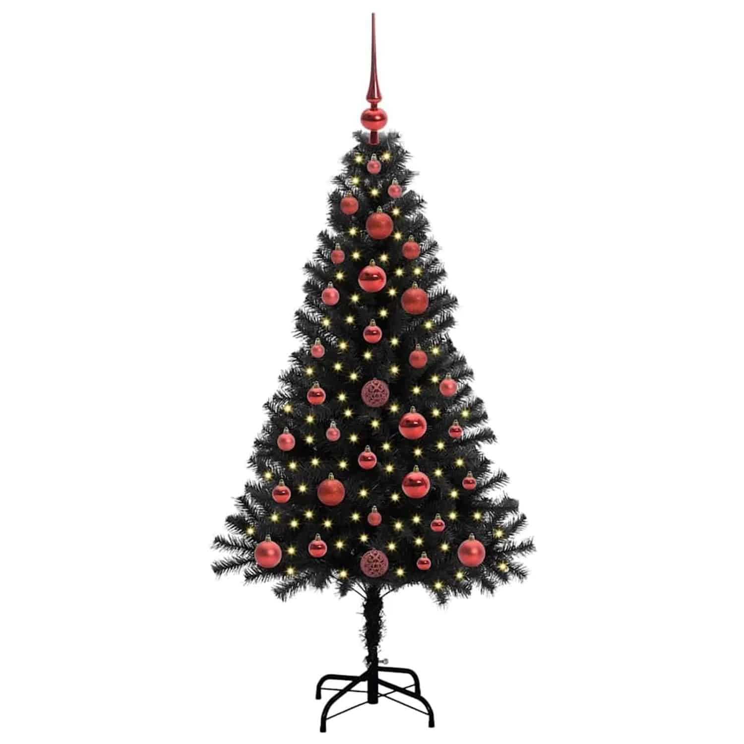 vidaXL Weihnachtsbaum mit 150 LEDs mit Ständer Schwarz 120 cm PVC 3396456