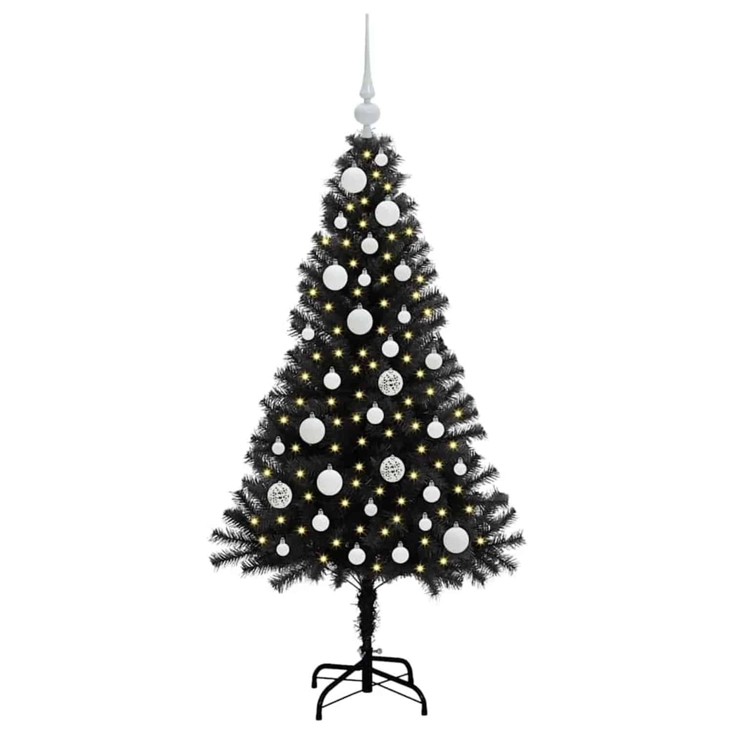 vidaXL Weihnachtsbaum mit 150 LEDs mit Ständer Schwarz 120 cm PVC 3396459