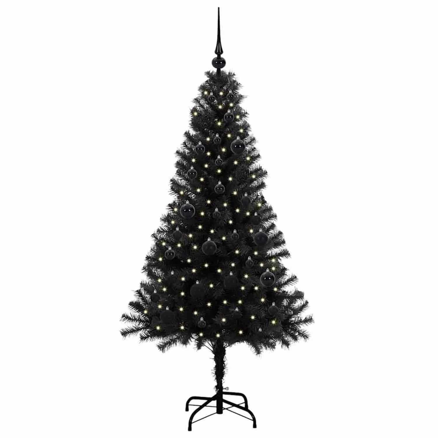 vidaXL Weihnachtsbaum mit 150 LEDs mit Ständer Schwarz 150 cm PVC 3396466