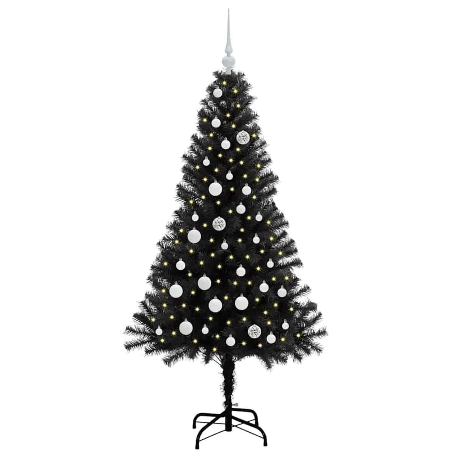 vidaXL Weihnachtsbaum mit 150 LEDs mit Ständer Schwarz 150 cm PVC 3396468