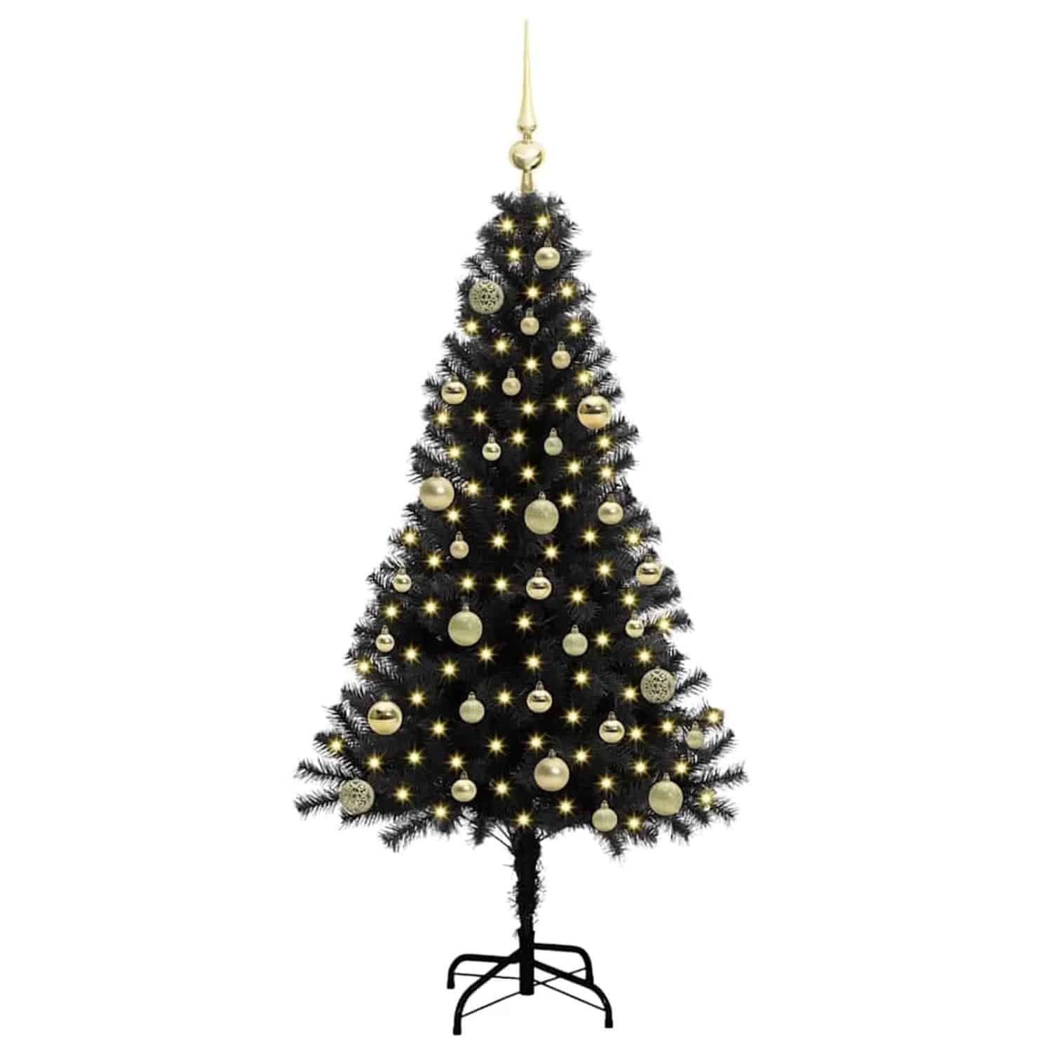vidaXL Weihnachtsbaum mit 150 LEDs mit Ständer Schwarz 150 cm PVC 3396469