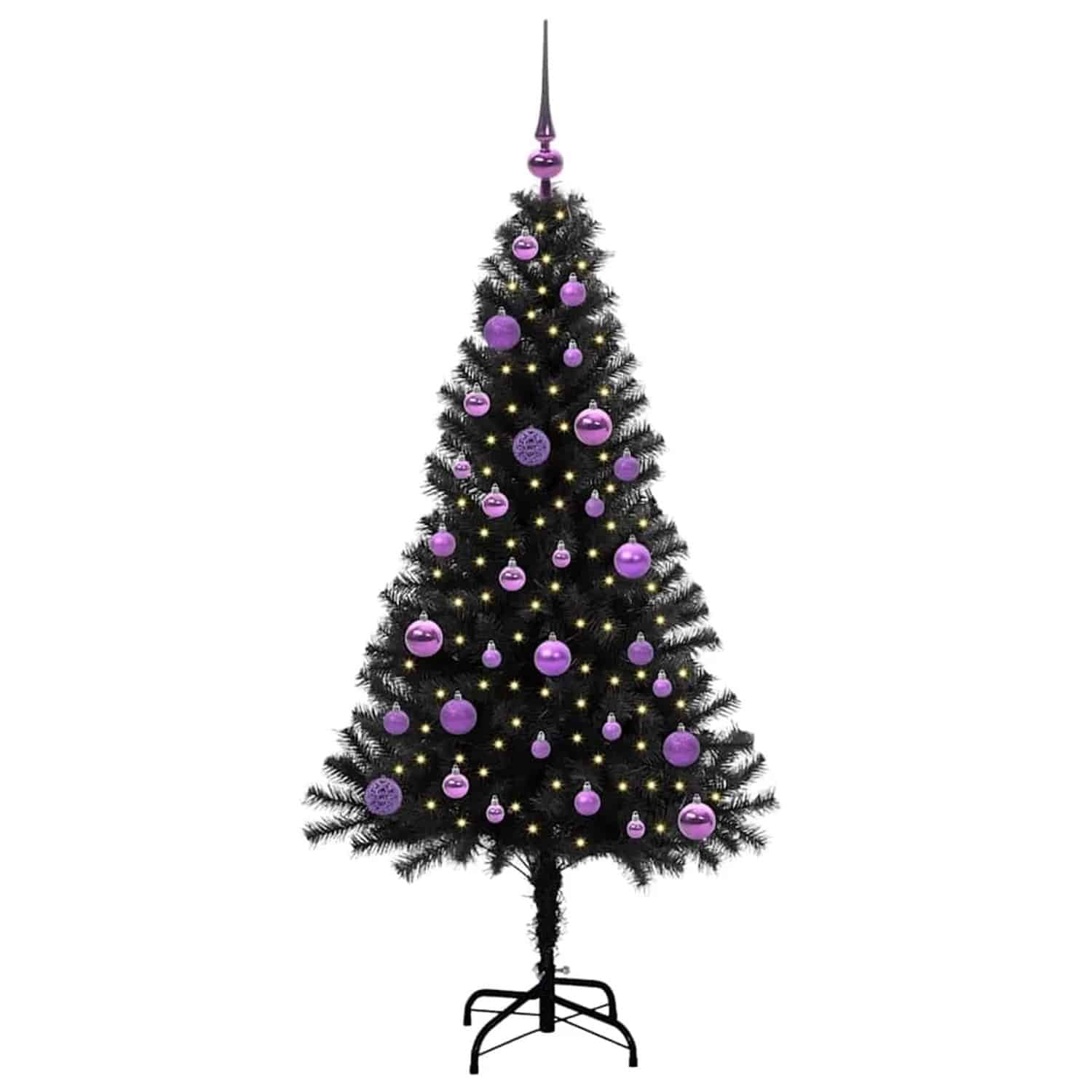 vidaXL Weihnachtsbaum mit 150 LEDs mit Ständer Schwarz 150 cm PVC 3396471