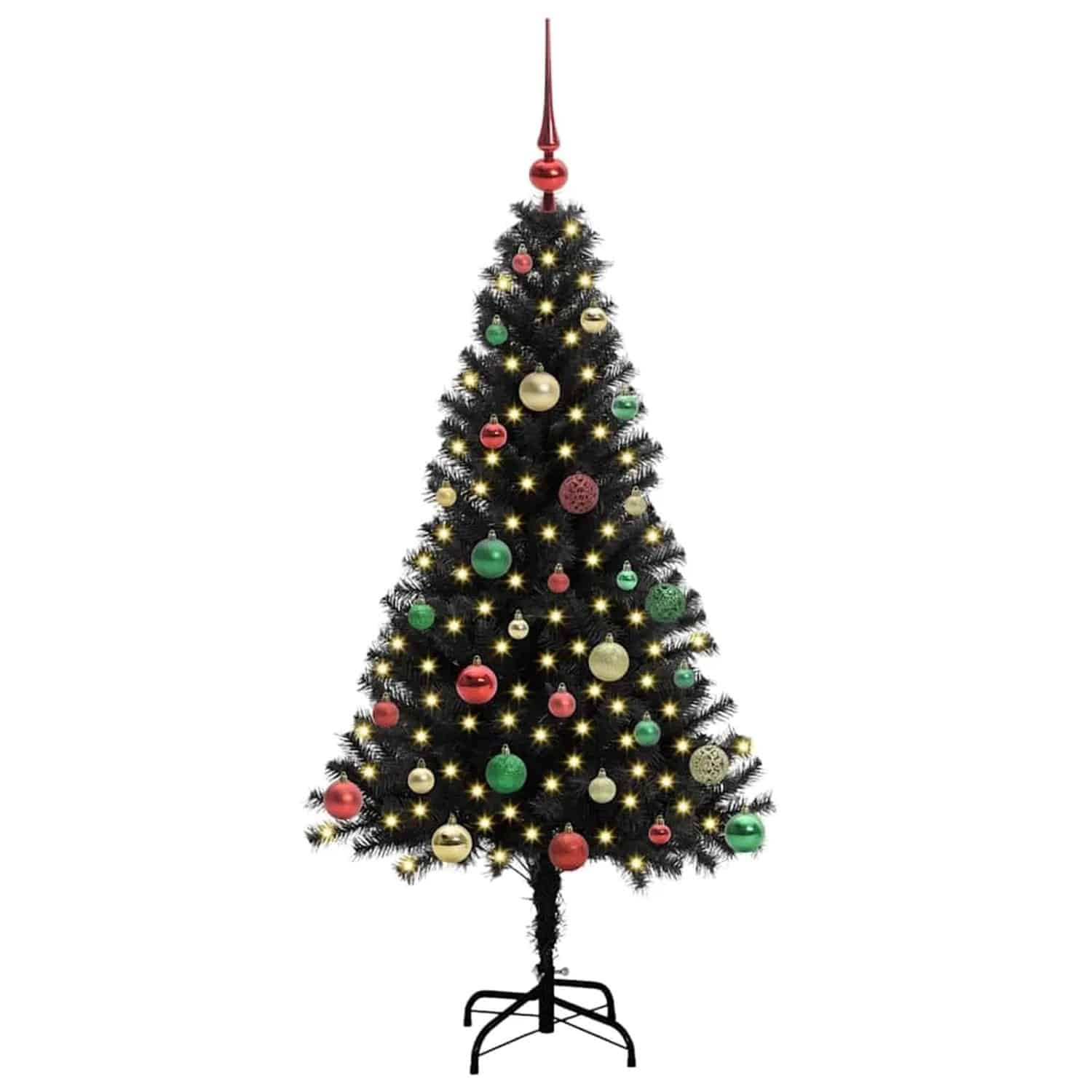 vidaXL Weihnachtsbaum mit 150 LEDs mit Ständer Schwarz 150 cm PVC 3396473