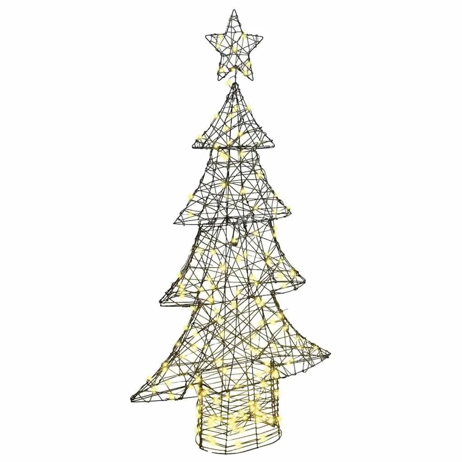 vidaXL Weihnachtsbaum mit 160 LEDs Warmweiß 150 cm Rattan 42018992