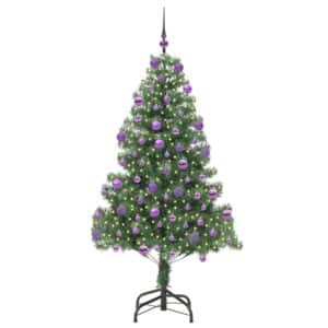 vidaXL Weihnachtsbaum mit 300 LEDs mit Ständer Grün 210 cm PVC 3396395