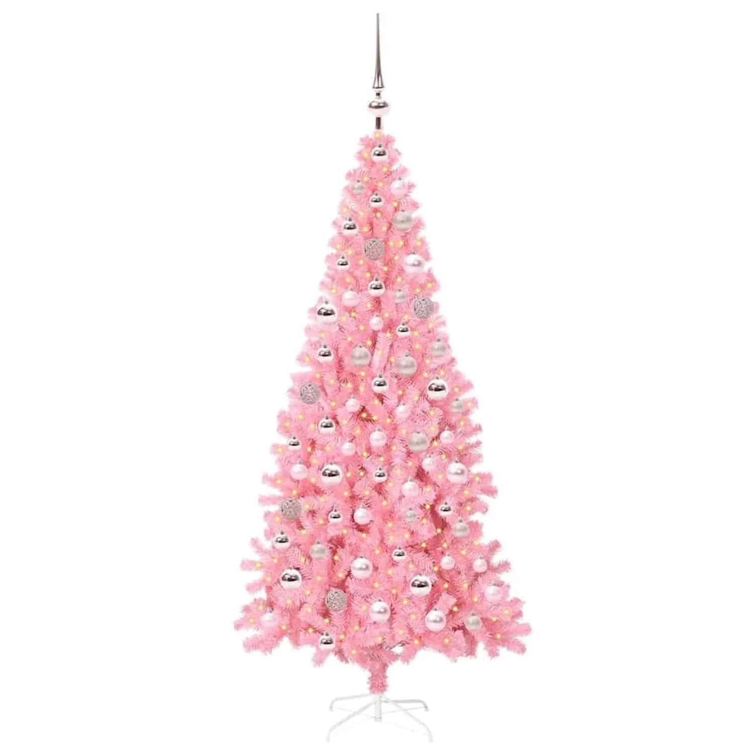 vidaXL Weihnachtsbaum mit 300 LEDs mit Ständer Rosa 180 cm PVC 3396431