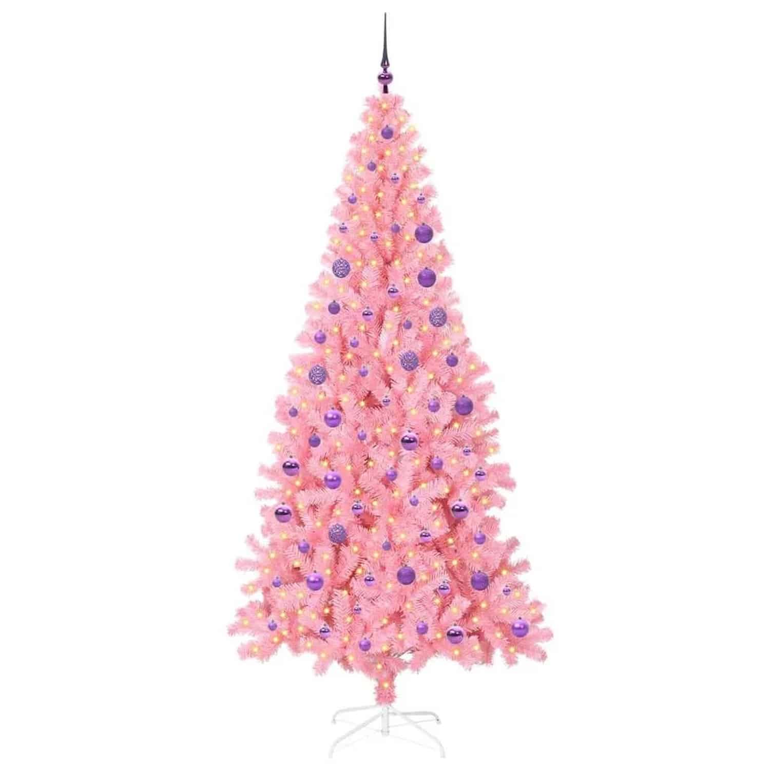 vidaXL Weihnachtsbaum mit 300 LEDs mit Ständer Rosa 180 cm PVC 3396435