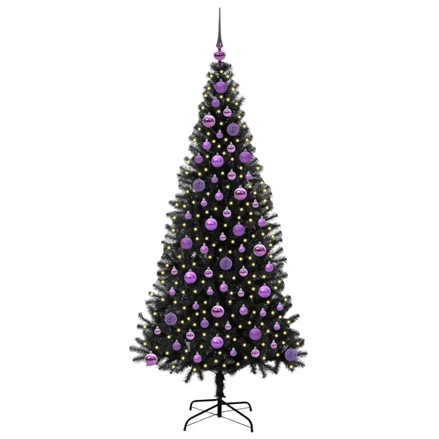 vidaXL Weihnachtsbaum mit 300 LEDs mit Ständer Schwarz 180 cm PVC 3396484