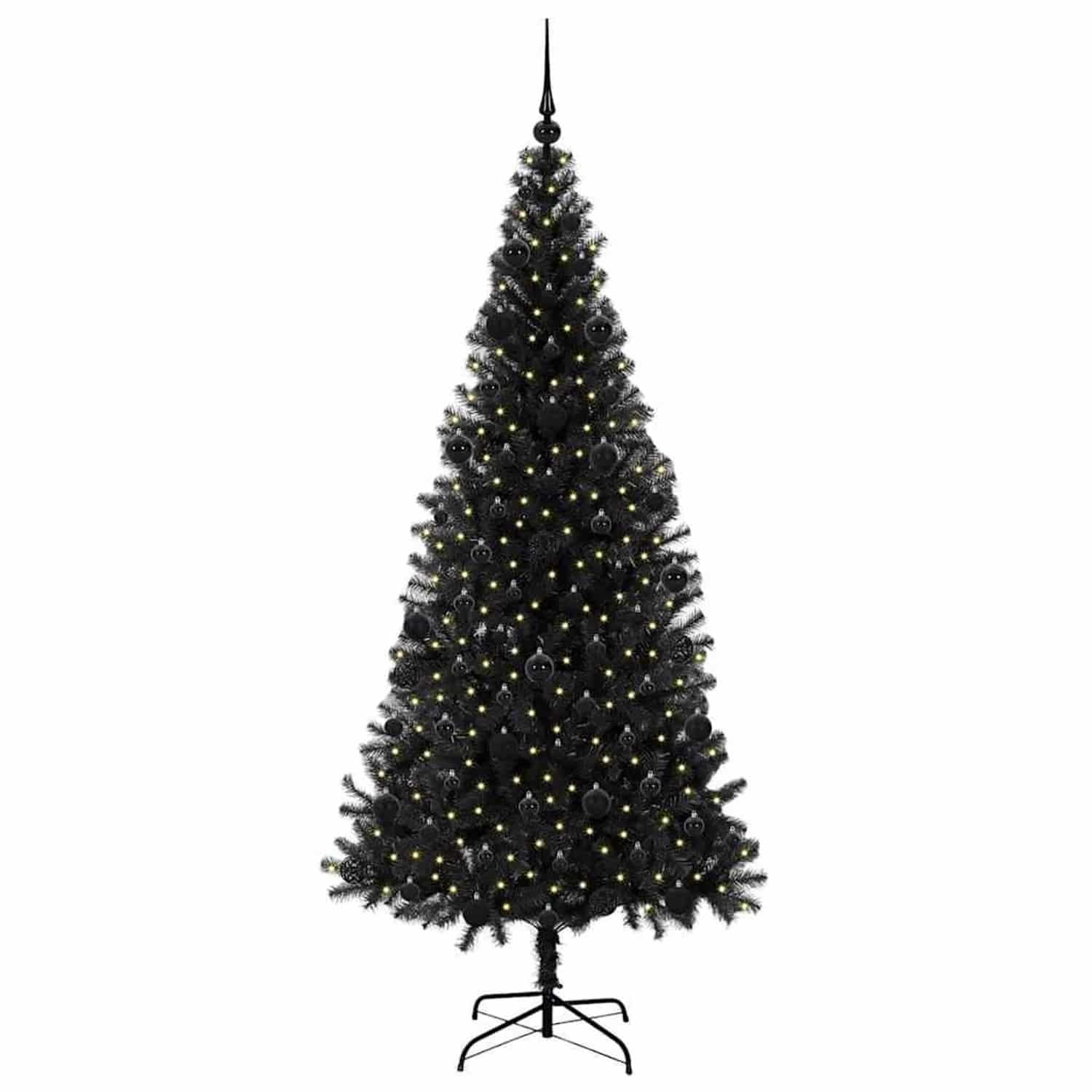 vidaXL Weihnachtsbaum mit 300 LEDs mit Ständer Schwarz 210 cm PVC 3396488