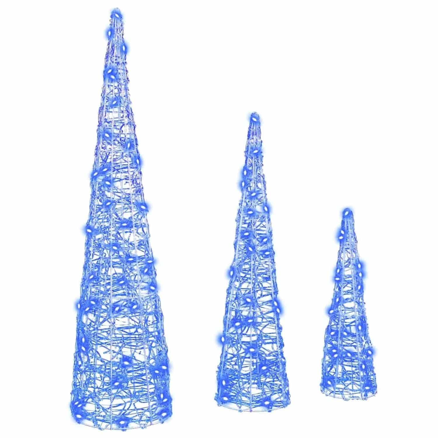 vidaXL Weihnachtsbaum mit 90 LEDs 3 Stk Blau 20 x 20 x 80 cm Acryl 42019017