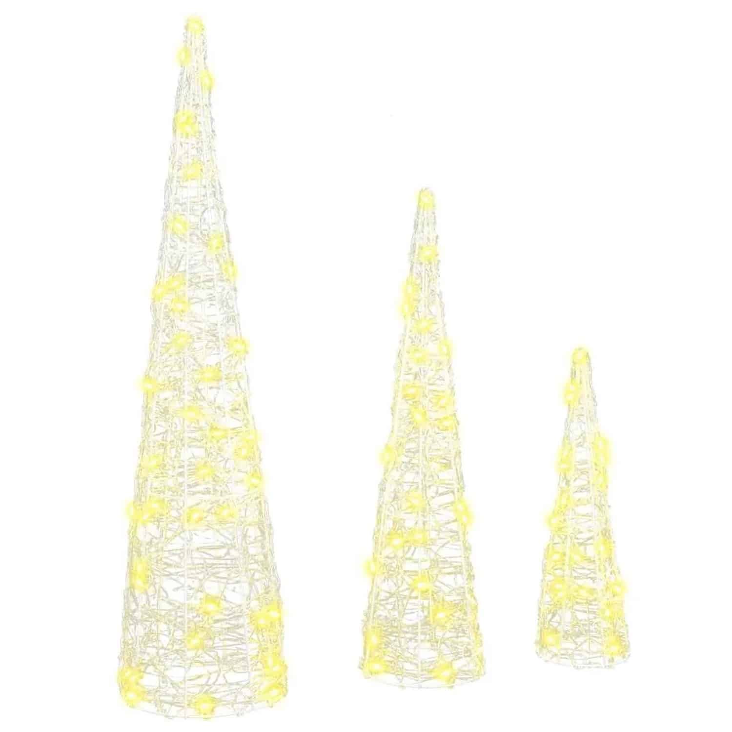 vidaXL Weihnachtsbaum mit 90 LEDs 3 Stk Warmweiß 20 x 20 x 80 cm Acryl 42019015