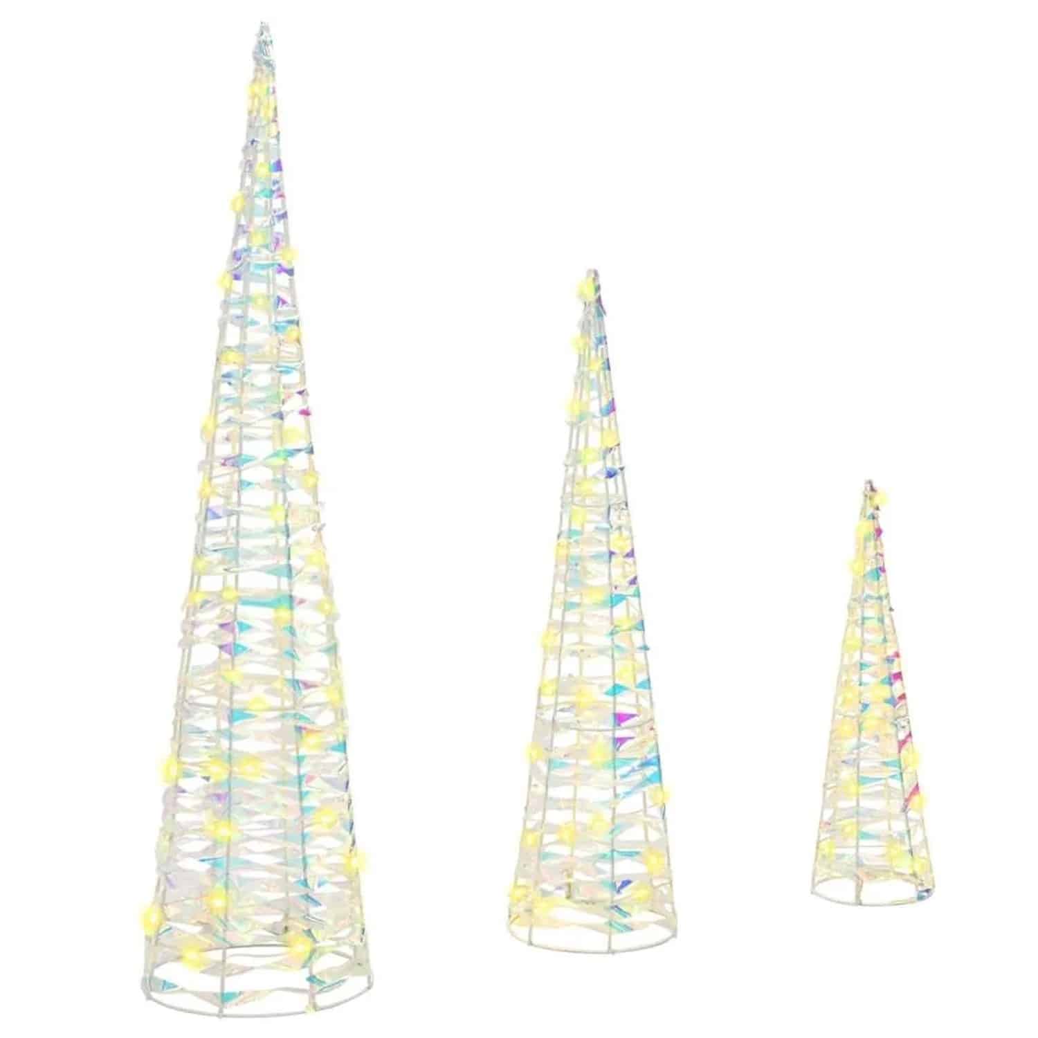 vidaXL Weihnachtsbaum mit 90 LEDs 3 Stk Warmweiß 20 x 20 x 80 cm PET 42019019