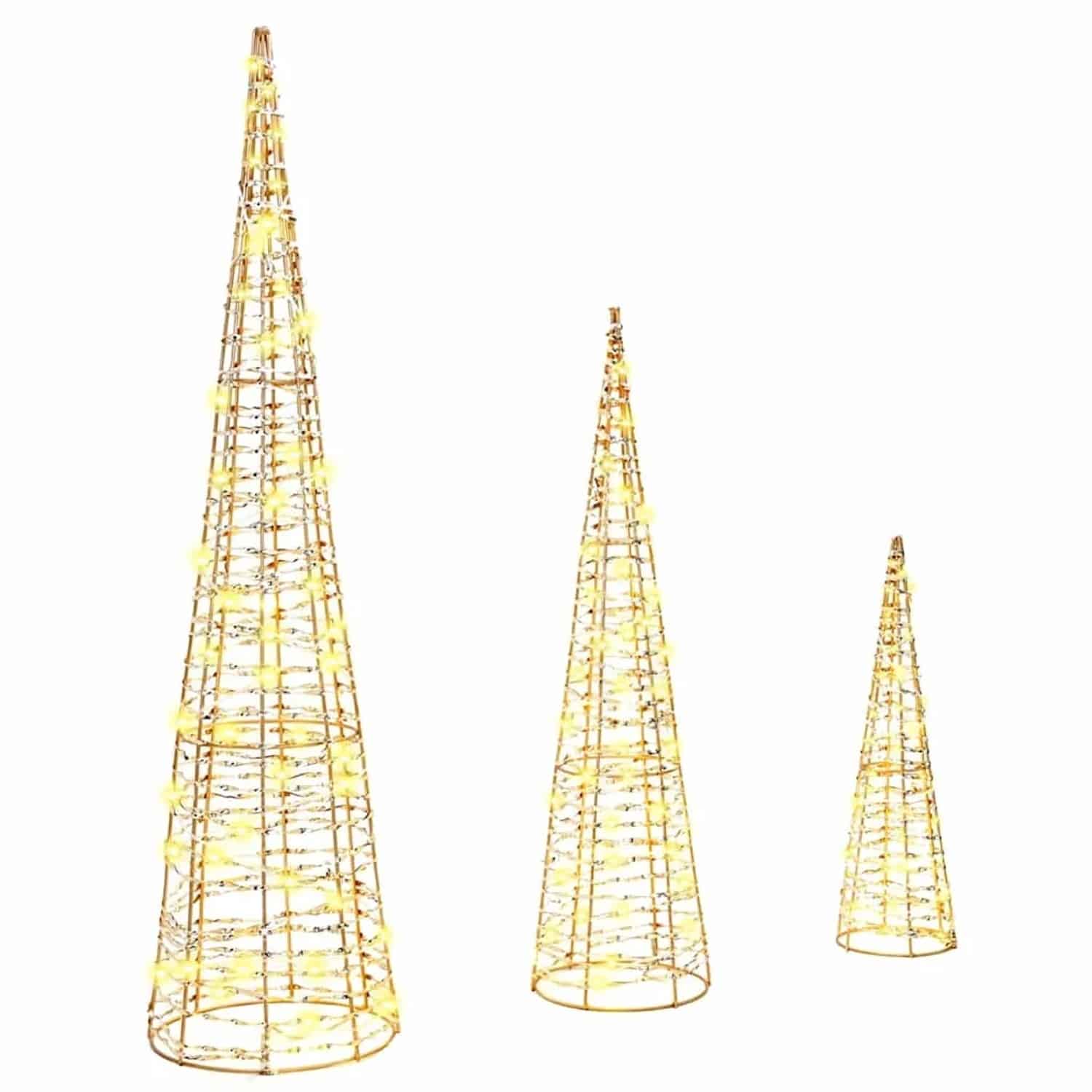vidaXL Weihnachtsbaum mit 90 LEDs 3 Stk Warmweiß 20 x 20 x 80 cm PET 42019020