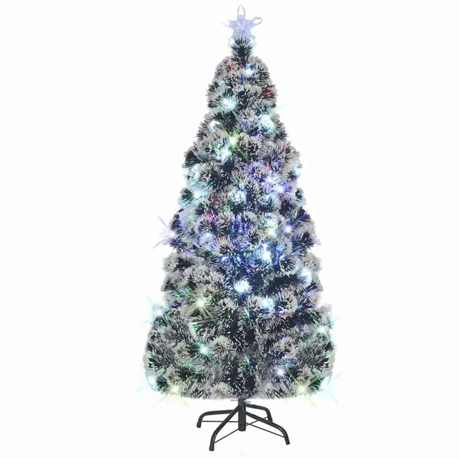 vidaXL Weihnachtsbaum mit Beleuchtung und Ständer 210 cm Glasfaser 242428