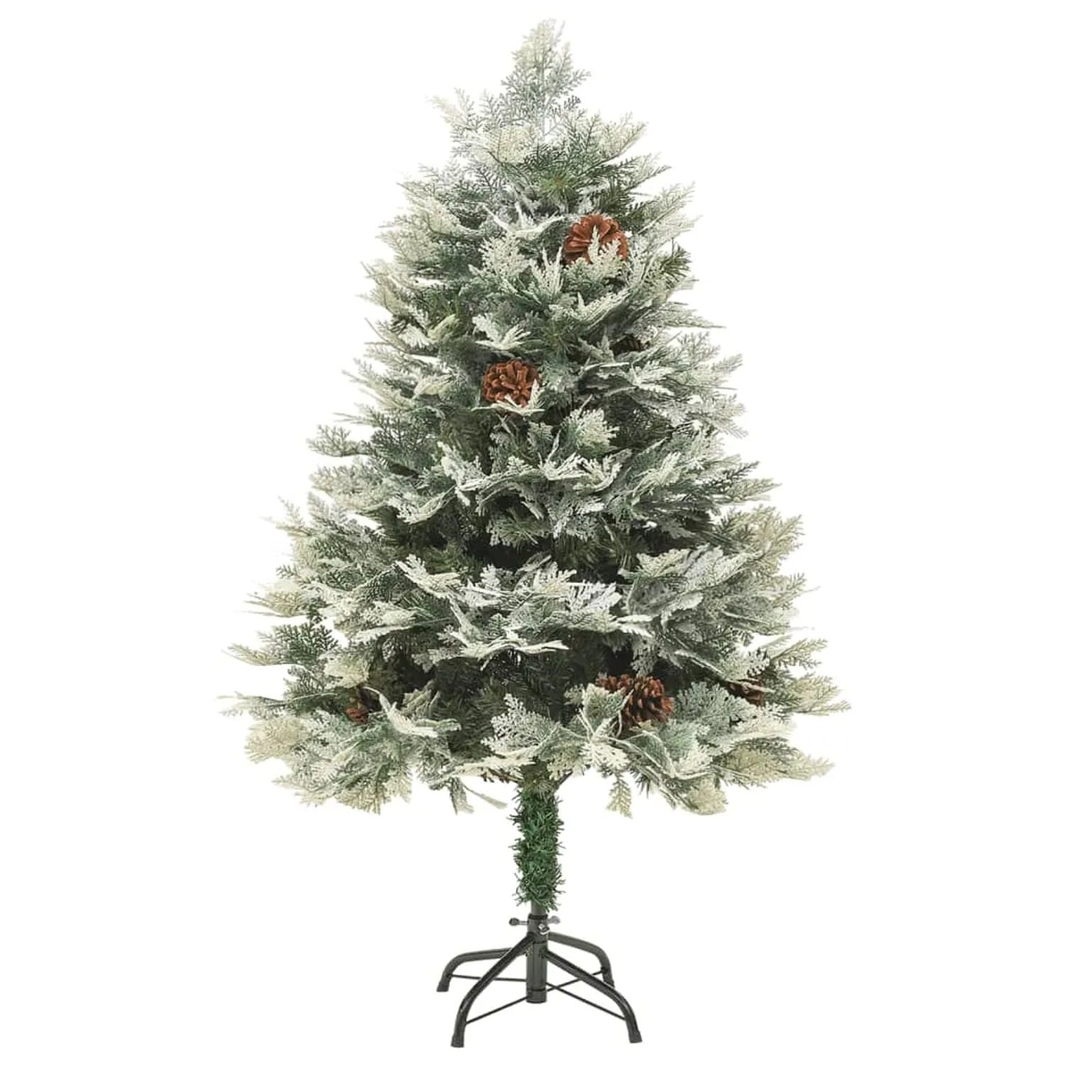 vidaXL Weihnachtsbaum mit LEDs Kiefernzapfen Grün 150 cm PVC PE Modell 2