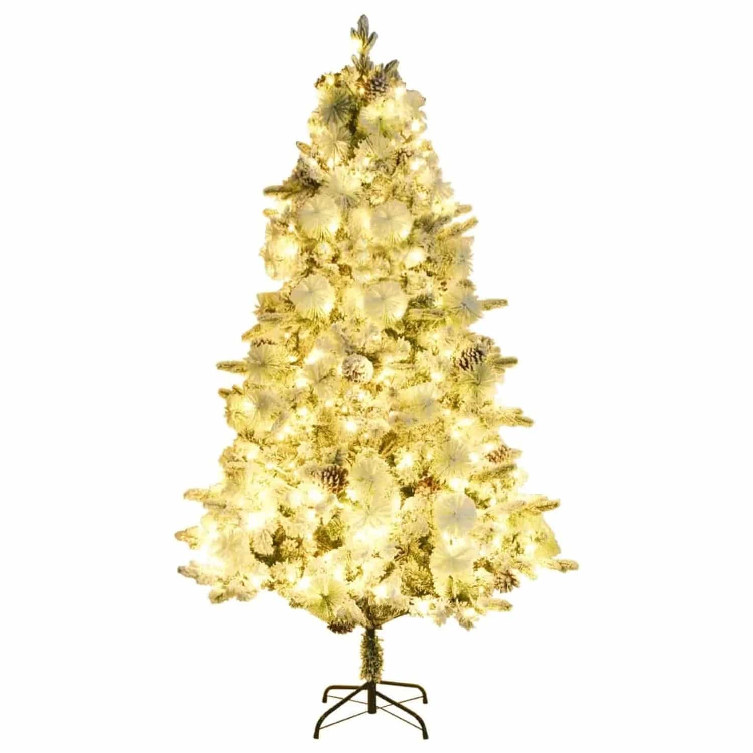 vidaXL Weihnachtsbaum mit LEDs & Zapfen Beschneit 195 cm PVC & PE Modell 1