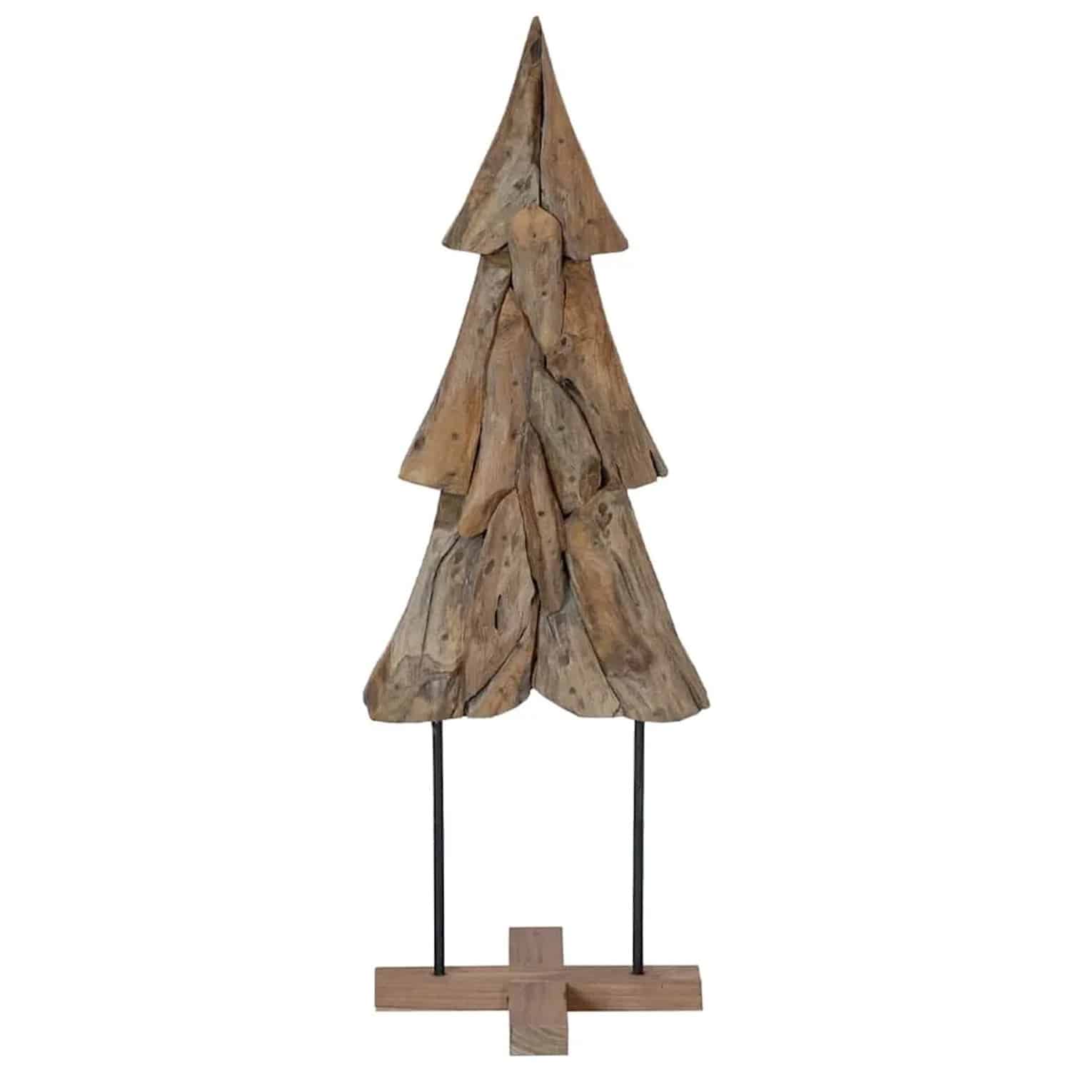 vidaXL Weihnachtsbaum mit Ständer Braun 120 cm Massivholz Teak 42017931