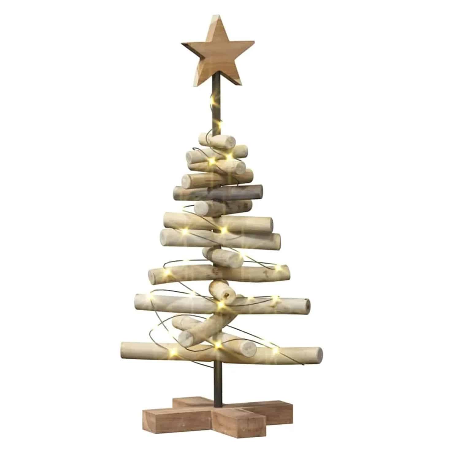 vidaXL Weihnachtsbaum mit Ständer Braun 60 cm Massivholz Teak 42017947