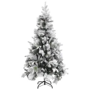 vidaXL Weihnachtsbaum mit Zapfen Beschneit 195 cm PVC   PE