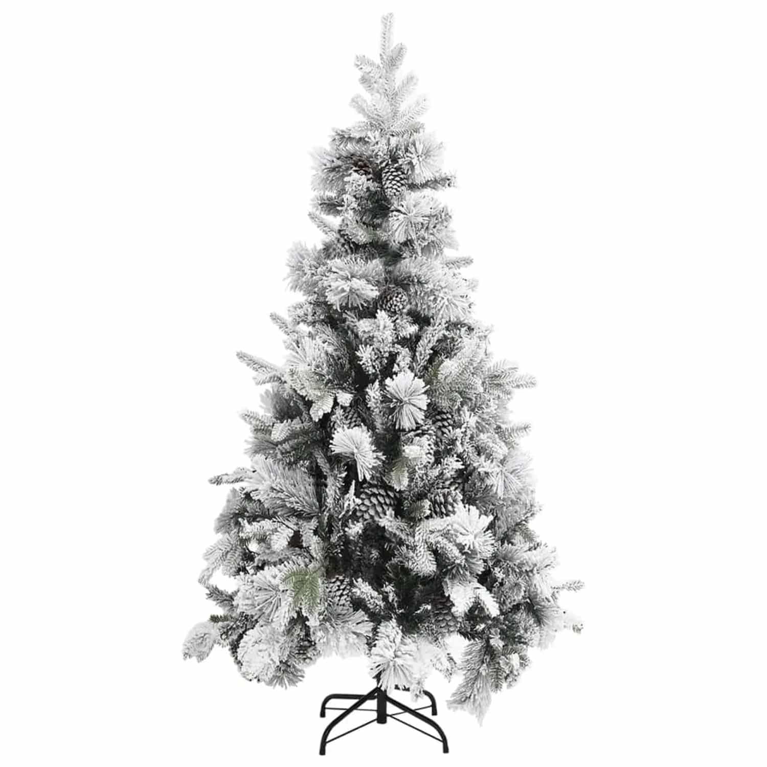 vidaXL Weihnachtsbaum mit Zapfen Beschneit 225 cm PVC PE