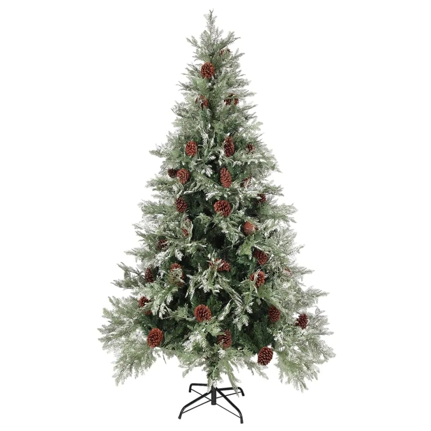 vidaXL Weihnachtsbaum mit Zapfen Grün und Weiß 195 cm PVC & PE